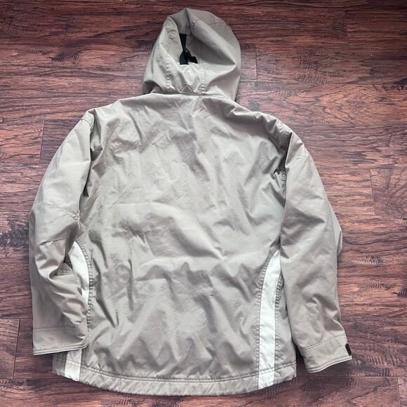 GAP Men’s Medium Padded Nylon Jacket Hooded Full Zip Taupe Outdoor Coat - Picture 2 of 11